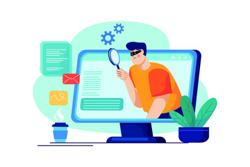Computer Spyware Attack illustration concept