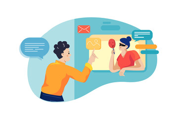 Internet Cyber Scammer illustration concept © freeslab