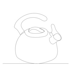 teapot drawing by one continuous line, isolated vector