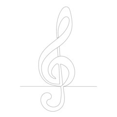 Obraz premium treble clef drawing in one continuous line, isolated vector