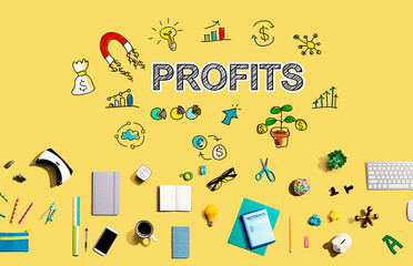 Profits with collection of electronic gadgets and office supplies