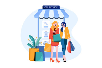 People walking in an online store.