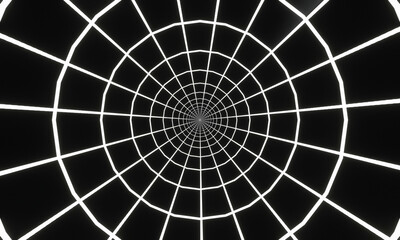 Square pattern, white and black, checkerboard style, twisted until a circle at the center. Like a spider web. Optical Illusion Pattern Change from square to circle, use as Background or Wallpaper