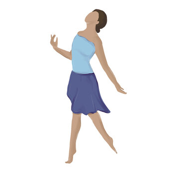 ballerina dancing modern dances in ballroom class, vector illustration