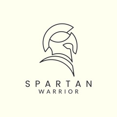 spartan warriors with line art style logo icon template design. military helmet armor side facing vector illustration