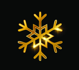 Golden Snowflake vector Logo Sign