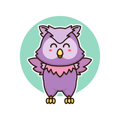 Obraz na płótnie Canvas happy owl bird adorable cartoon doodle vector illustration flat design style