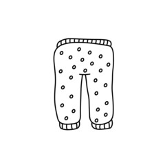 Baby pants. Infant clothes and pajamas. Cartoon outline illustration
