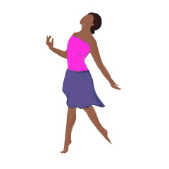 ballerina dancing modern dances at the party, ballroom class, vector illustration