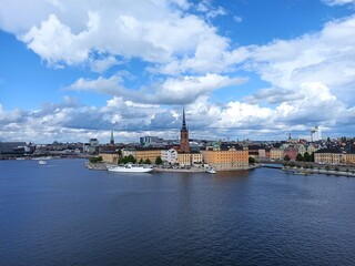 Fototapeta premium Stockholm panorama on a sunny day with clouds