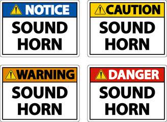 Set Sound Horn Sign On White Background