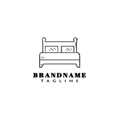 bed logo cartoon logo icon design template black isolated vector