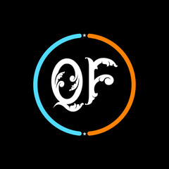 QF Letter Logo design. black background.