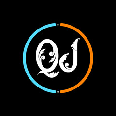 QJ Letter Logo design. black background.