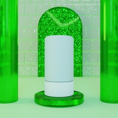 White plastic cosmetic bottle, 3D rendering