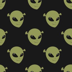  Pattern seamless face alien vector background.