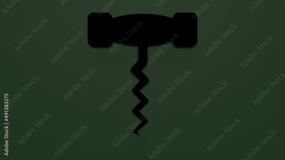 Poster 3d rendering of dollar cash rolls and stacks in shape of symbol of corkscrew on green background