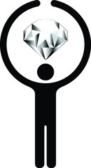 Embrace concept: embracing desiring wealth gemstone clarity.