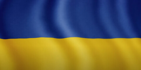 Flag of Ukraine.Realistic flag of Ukraine waving in the wind.Fabric flowing flag of Ukraine.Vector