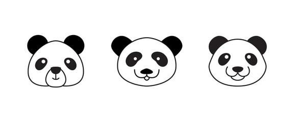 Cute panda face. Vector illustration panda bear . Logo design template. Animal Logotype concept icon .