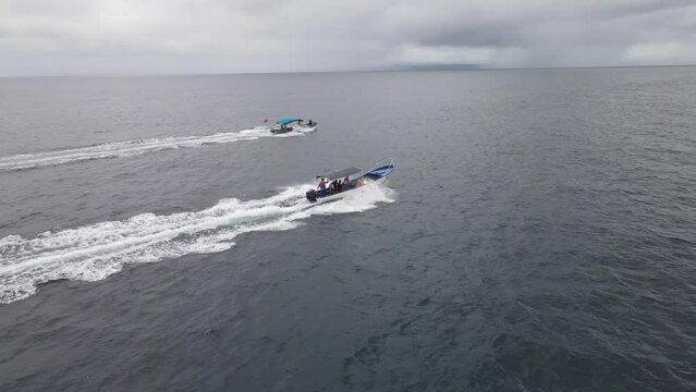 motor boat on the sea Coiba Panama