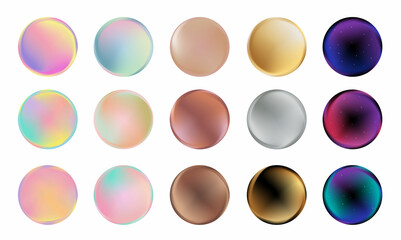 Set of Abstract backgrounds icons. Social media round icons, web buttons with gradient vector. Round spheres template for fashion, spa, beauty, make up bloggers, social networks stories and posts.