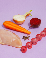 creative concept of chinese national dish dumplings. colored background