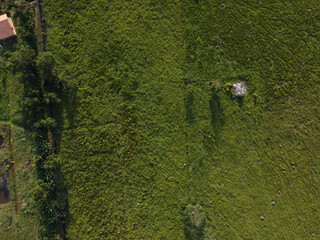 grass soccer field and a small colored multi-sport court