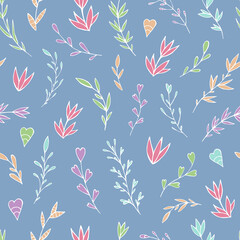 Seamless vector pattern of abstract floral elements. Background for greeting card, website, printing on fabric, gift wrap, postcard and wallpapers. 