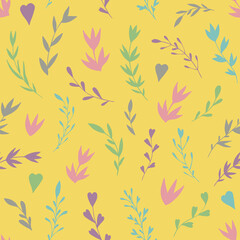 Seamless vector pattern of abstract floral elements. Background for greeting card, website, printing on fabric, gift wrap, postcard and wallpapers. 