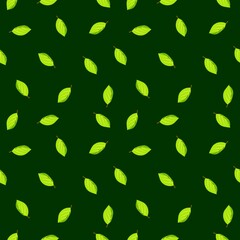Seamless green leaf pattern background.Geometric ornament. Leaf element. illustration. Use for wallpaper, print, paper, packaging, textile.