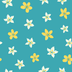 Fototapeta na wymiar Tropic vector seamless pattern with plumeria. Summer decoration print for wrapping, wallpaper, fabric. 