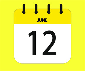 June 12th yellow calendar icon for days of the month