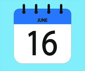 June 16th blue calendar icon for days of the month