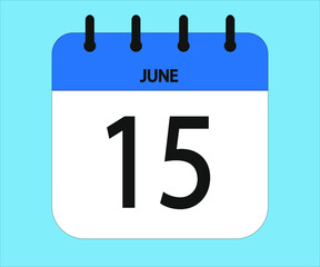 June 15th blue calendar icon for days of the month