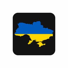 Ukraine map silhouette with flag on black background