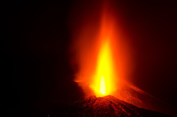 Volcanic eruption. Cumbre Vieja Natural Park. La Palma. Canary Islands. Spain.