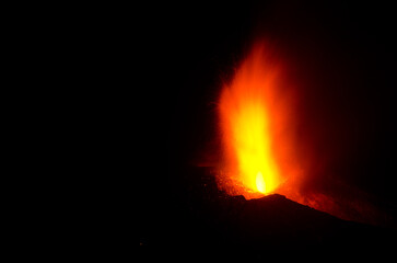 Volcanic eruption. Cumbre Vieja Natural Park. La Palma. Canary Islands. Spain.
