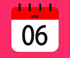 June 06th red calendar icon for days of the month