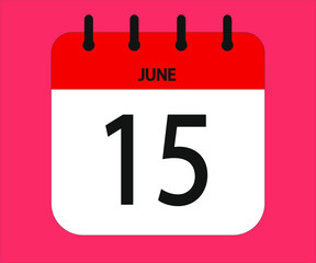 June 15th red calendar icon for days of the month