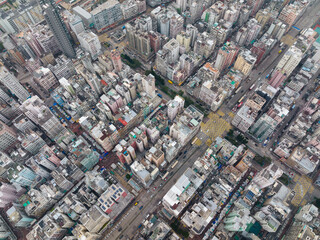 Top down view of Hong Kong city