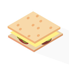 sandwich with cheese. Isometric illustration