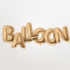 Balloon word seperately letters isolated typography with golden style realistic rendered balloon floating for graduation concept illustration