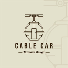 cable car or gondola logo line art simple minimalist vector illustration template icon graphic design. transportation business travel for vacation at mountain - obrazy, fototapety, plakaty