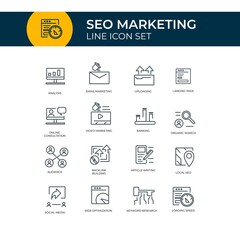Outline web icons set - Search Engine Optimization Icon Set. Simple vector illustration, Outlines SEO Icon Set. Contact, Target, Website. Vector illustration. Thin line web icon collection