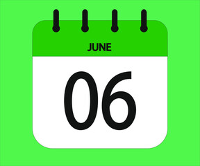 June 06th green calendar icon for days of the month