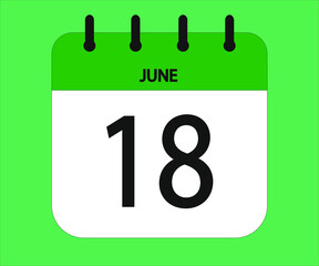 June 18th green calendar icon for days of the month