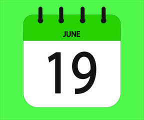 June 19th green calendar icon for days of the month