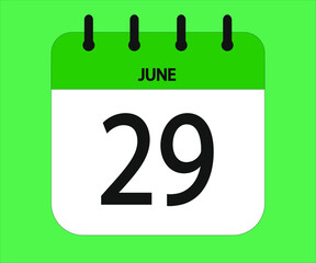 June 29th green calendar icon for days of the month