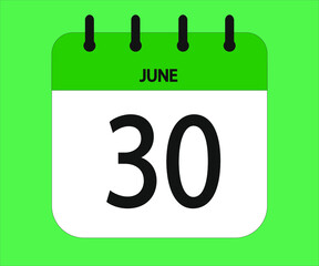 June 30th green calendar icon for days of the month